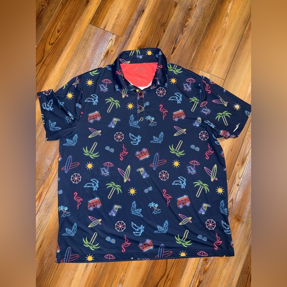 Birdiebound Other - Birdie Bound Golf Shirt Tropical Navy Polo XL